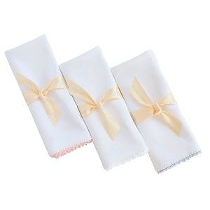 Pixie Lily Baby Couture Bundle Crochet Trim Beanie Hat & 2 Burp Cloths NWT Blue